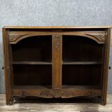 Magnificent curved woodwork buffet with double secret bottom, Louis XV style, in oak, circa 1900