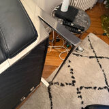 Canapé, cuir noir, Roche Bobois avec méridienne, canapé d’angle