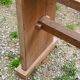 Brutalist antique bench in solid mahogany and solid oak