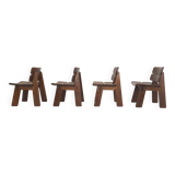 Set of four solid oak dining chairs, The Netherlands 1970's