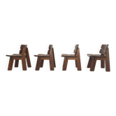 Set of four solid oak dining chairs, The Netherlands 1970's
