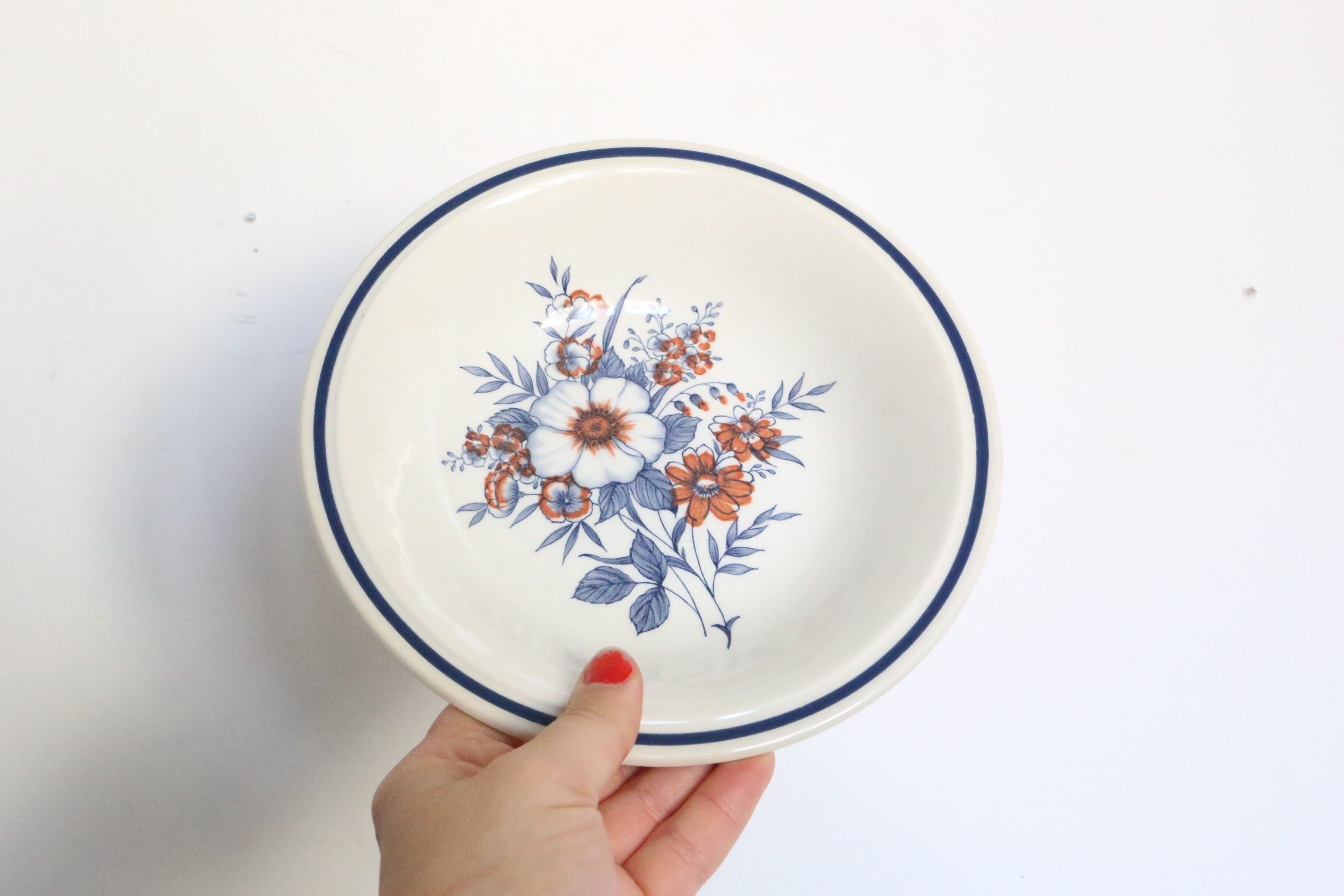 Set of 4 plates caps Stafforshire Alpine Rose