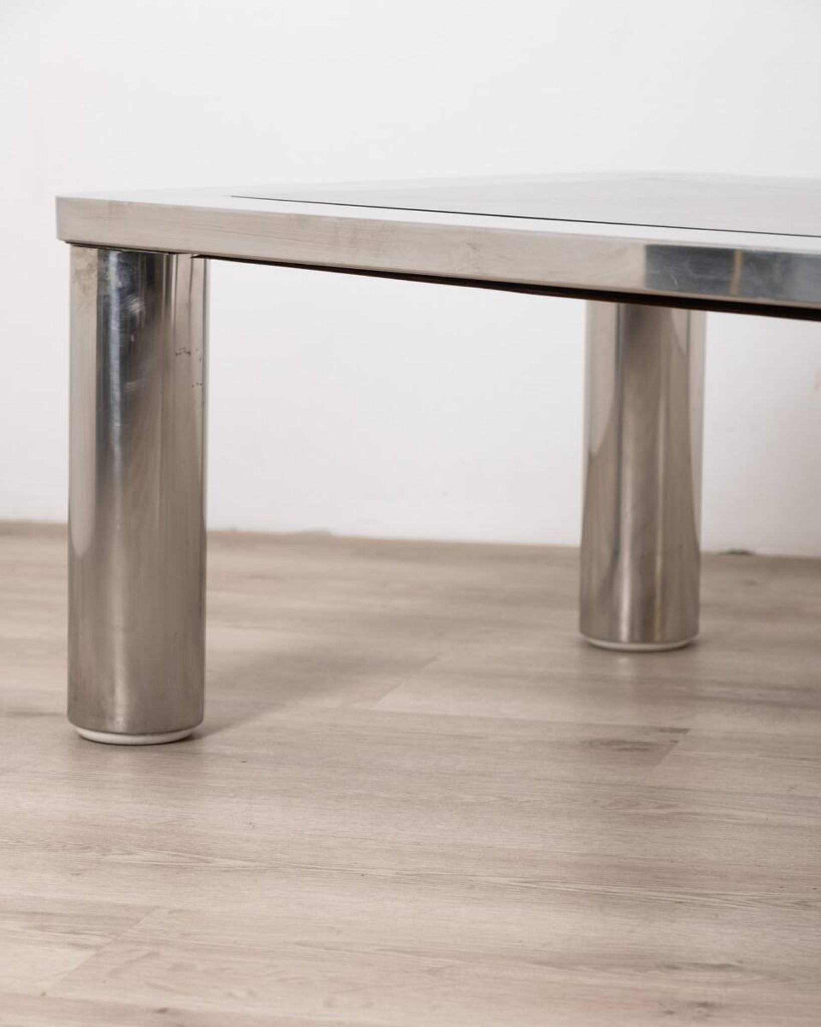 Vintage 60's table in chromed metal and glass, italian design