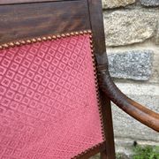 Pair of Empire armchairs, Consulate, walnut and velvet, 19th century.