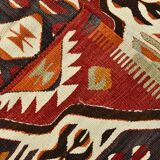 5x9 Faded Red Bohemian Kilim Rug, Wool Handknotted Rug, 148x259