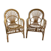 Pair of rattan chairs - 70s