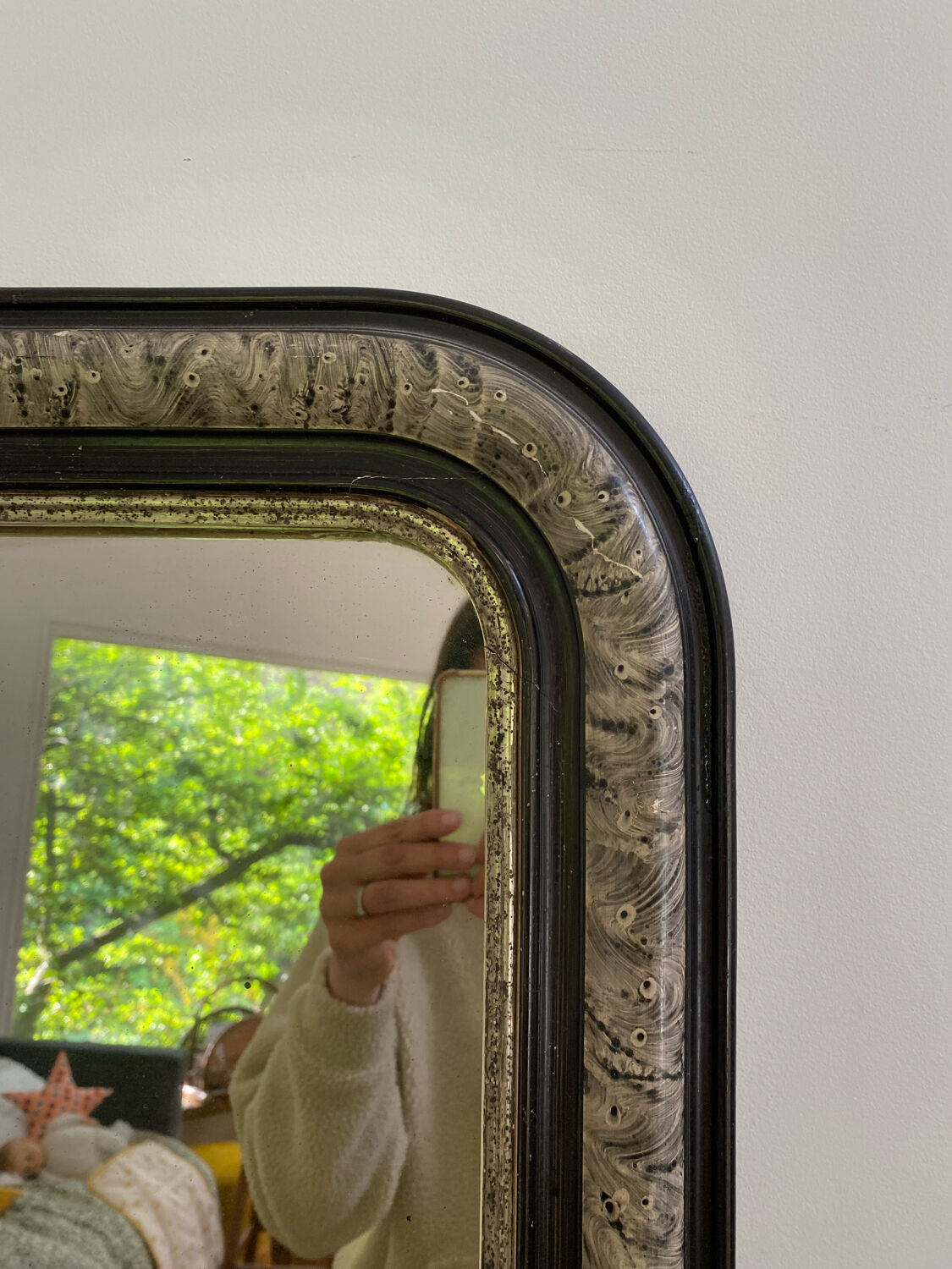Louis philippe antique mirror with marbled plate