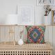 Turquoise Blue Geometric Cushion Cover, Vintage Wool Kilim Pillow Home Decor
