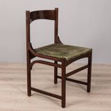 Lot de 4 chaises vintage années 60 en bois et velours vert design italien