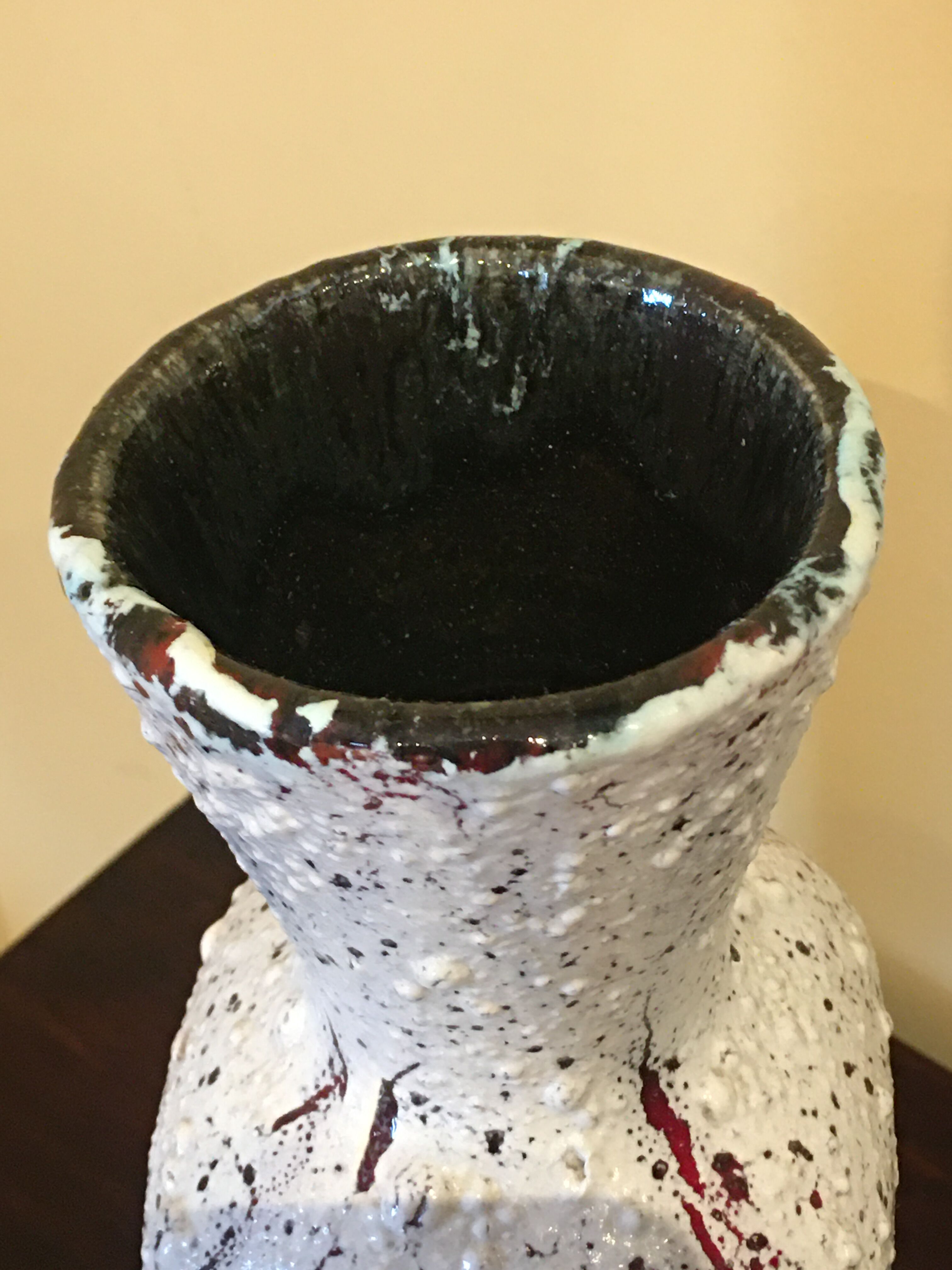 Enamel sandstone cut-out vase