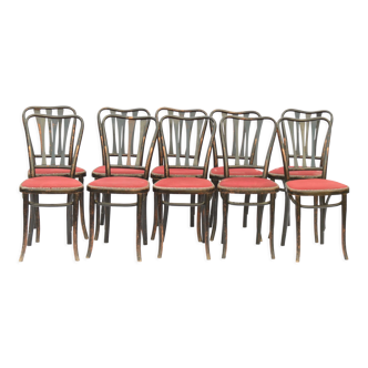 10 chaises Thonet en bois laqué noir