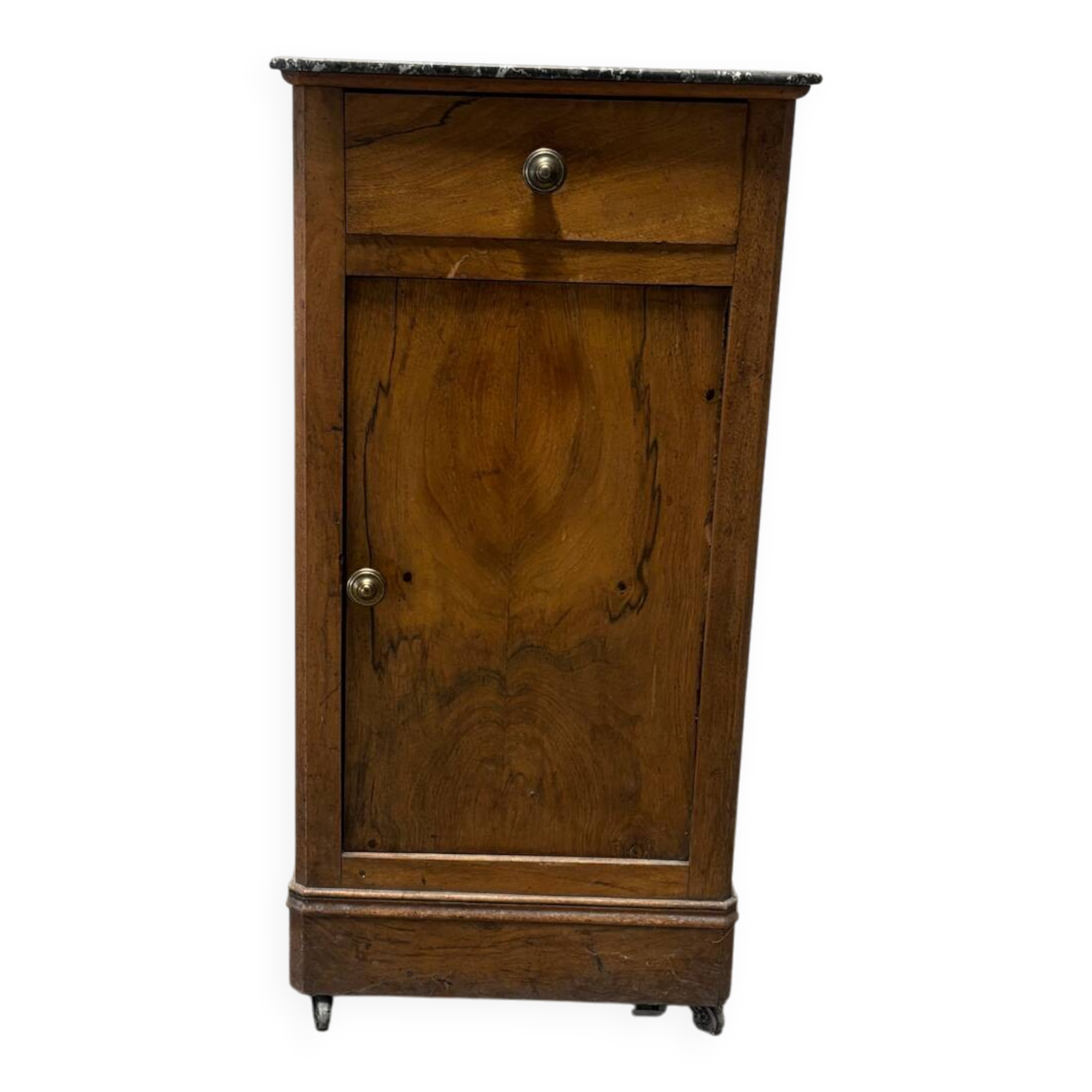 Wood and marble bedside table