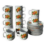 12 porcelain coffee cups with flowers, 1960s-1970s