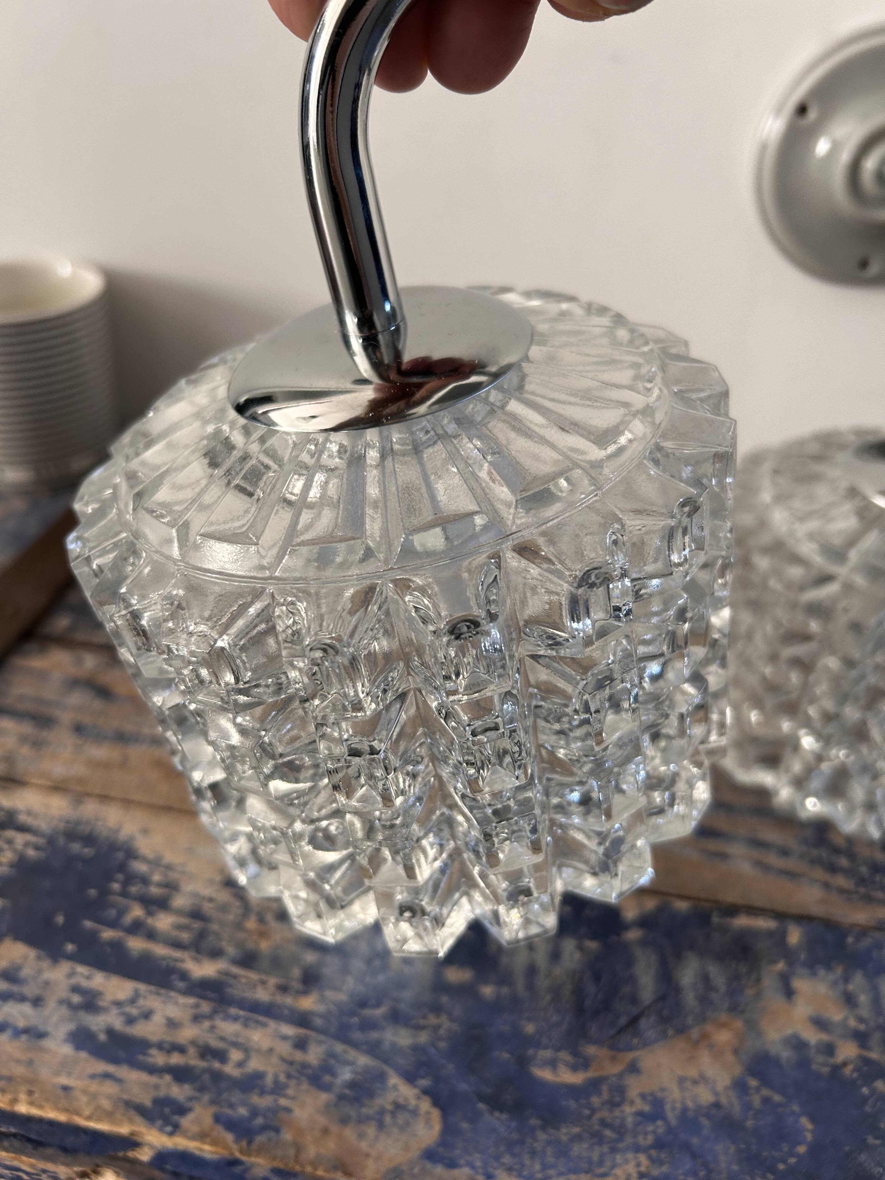 Pair of chrome wall lights