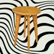 Scandinavian style stool in solid wood, splayed legs, 1960s.