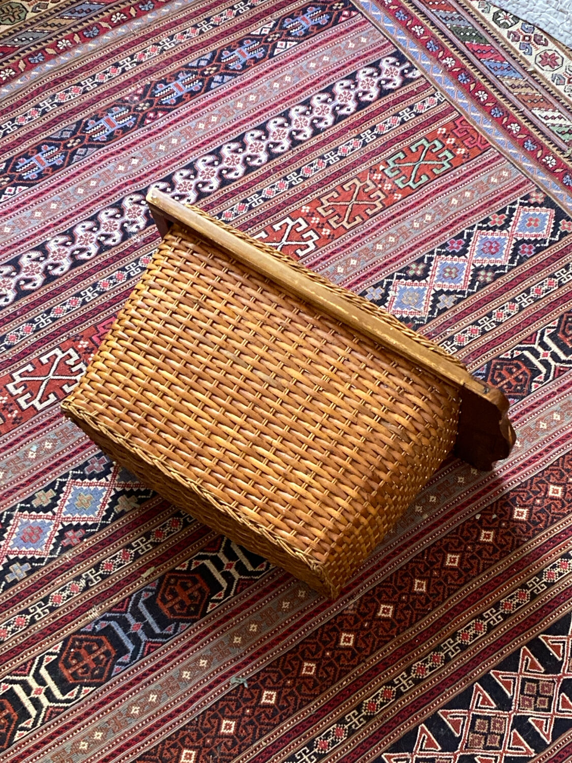 Wicker and wood basket