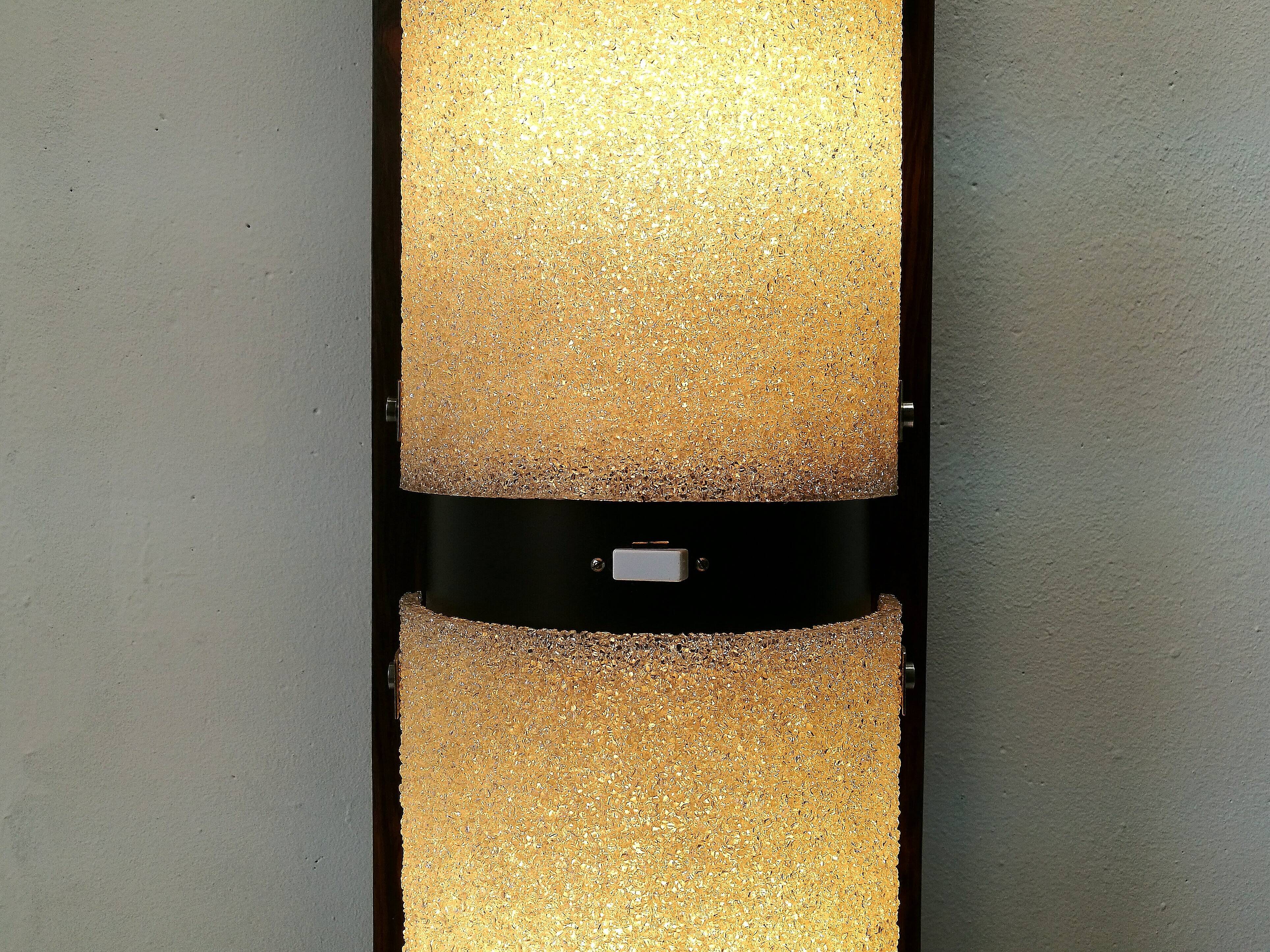 Floor lamp 60s rosewood and granite resin totem
