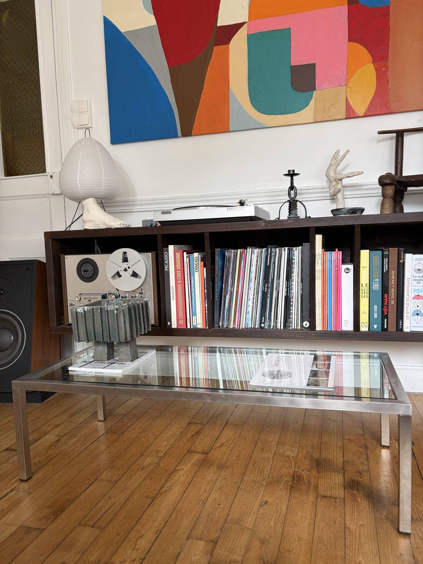 Chrome and glass coffee table from the 70s.
