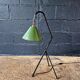 Industrial floor lamp in black lacquered metal and green enamelled sheet metal