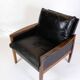 Armchair Made In Rosewood & Black Leather Cushions By Hans Olsen From 1960s