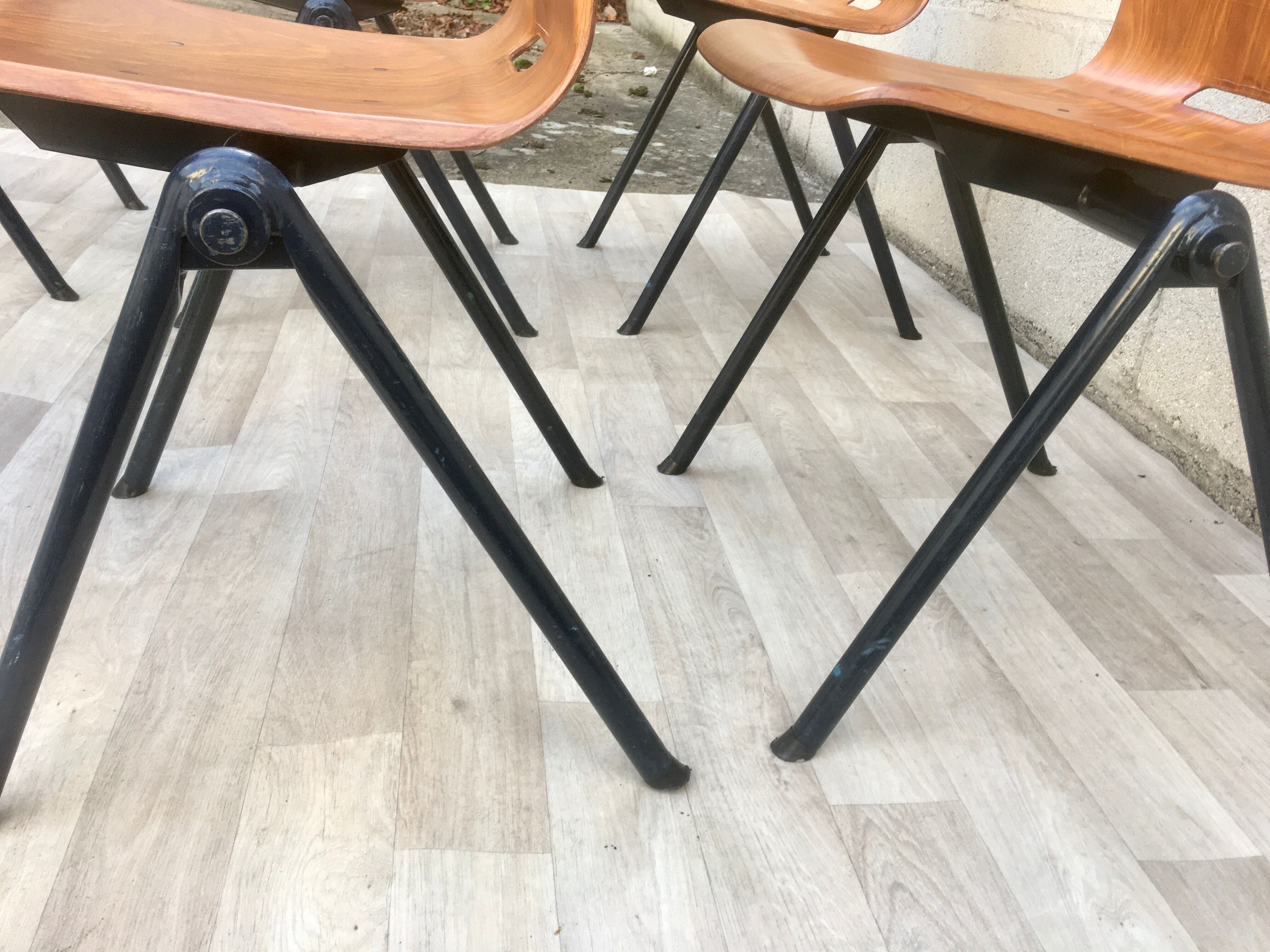 Set of 6 Galvanitas S30 industrial chairs