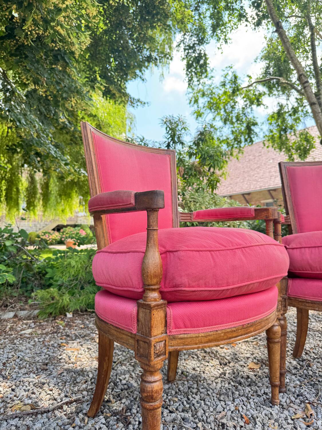 Pair of walnut armchairs from the Directoire period, 18th century