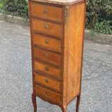 Louis XV transition XVI chest of drawers with 7 drawers in wood and marble