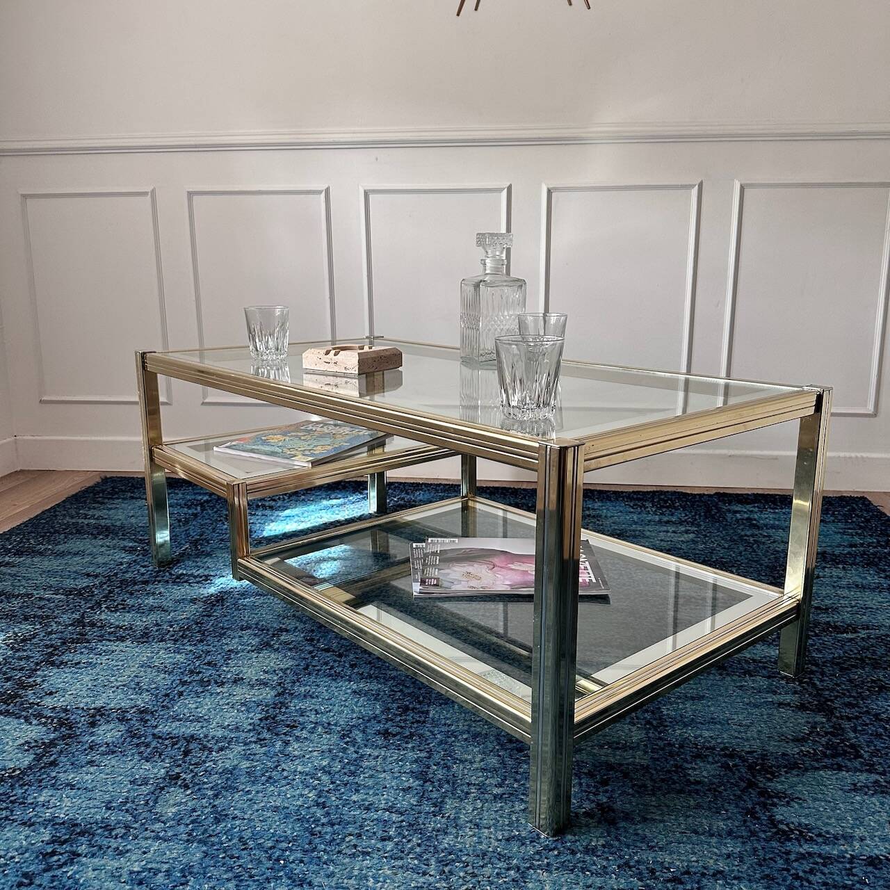 Vintage gold and silver coffee table