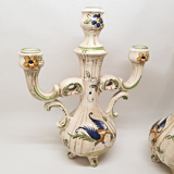 Pair of 2 candlesticks Capodimonte Italy style moustier