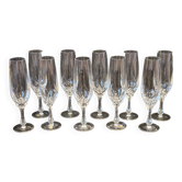 10 crystal champagne flutes 24% Cristallerie Kaspar Lemberg Lorraine vintage