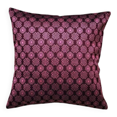 Housse de coussin Kachin bordeaux et rose (RIDA)