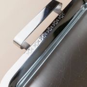 Silver-tone Stainless Steel Vintage Drinking Set for 6 with Tray, 1970s Italian Minimalist Design