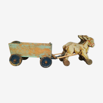 Wooden toy with cart