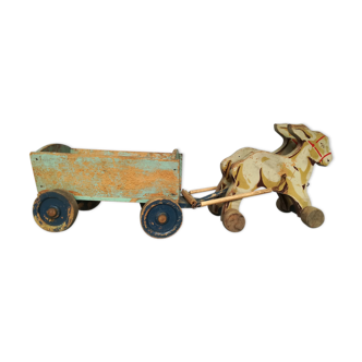 Wooden toy with cart