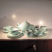 Jean luce for villeroy & boch mettlach, rare art deco blue tea service c