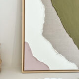 Minimalist relief table linen, khaki, pink, cream.