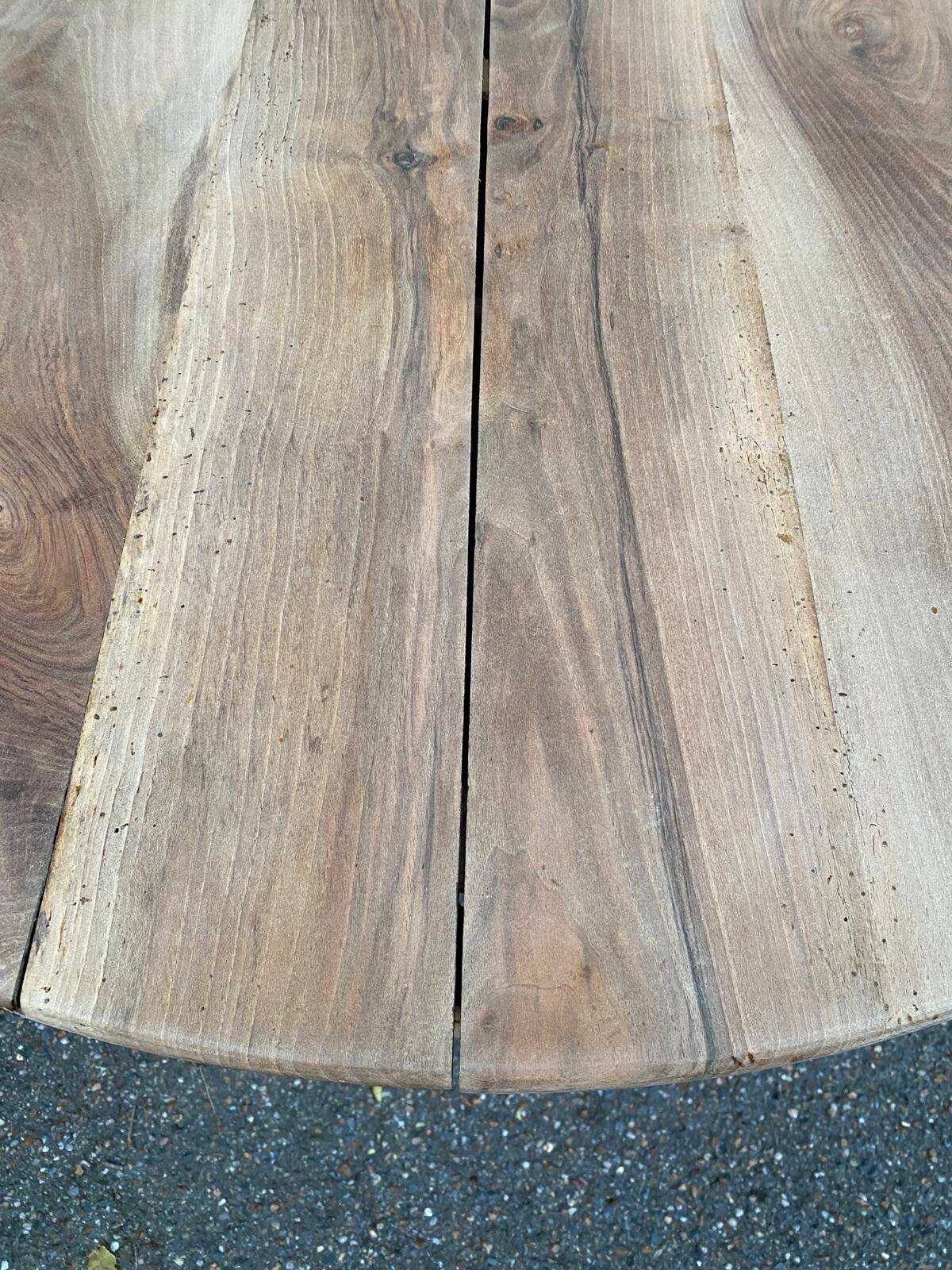 Table à manger ronde pied central extensible en chêne massif du 18ème 210