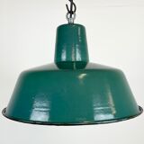 Industrial Green Enamel Pendant Lamp, 1960s