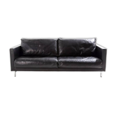 2-seater black leather sofa