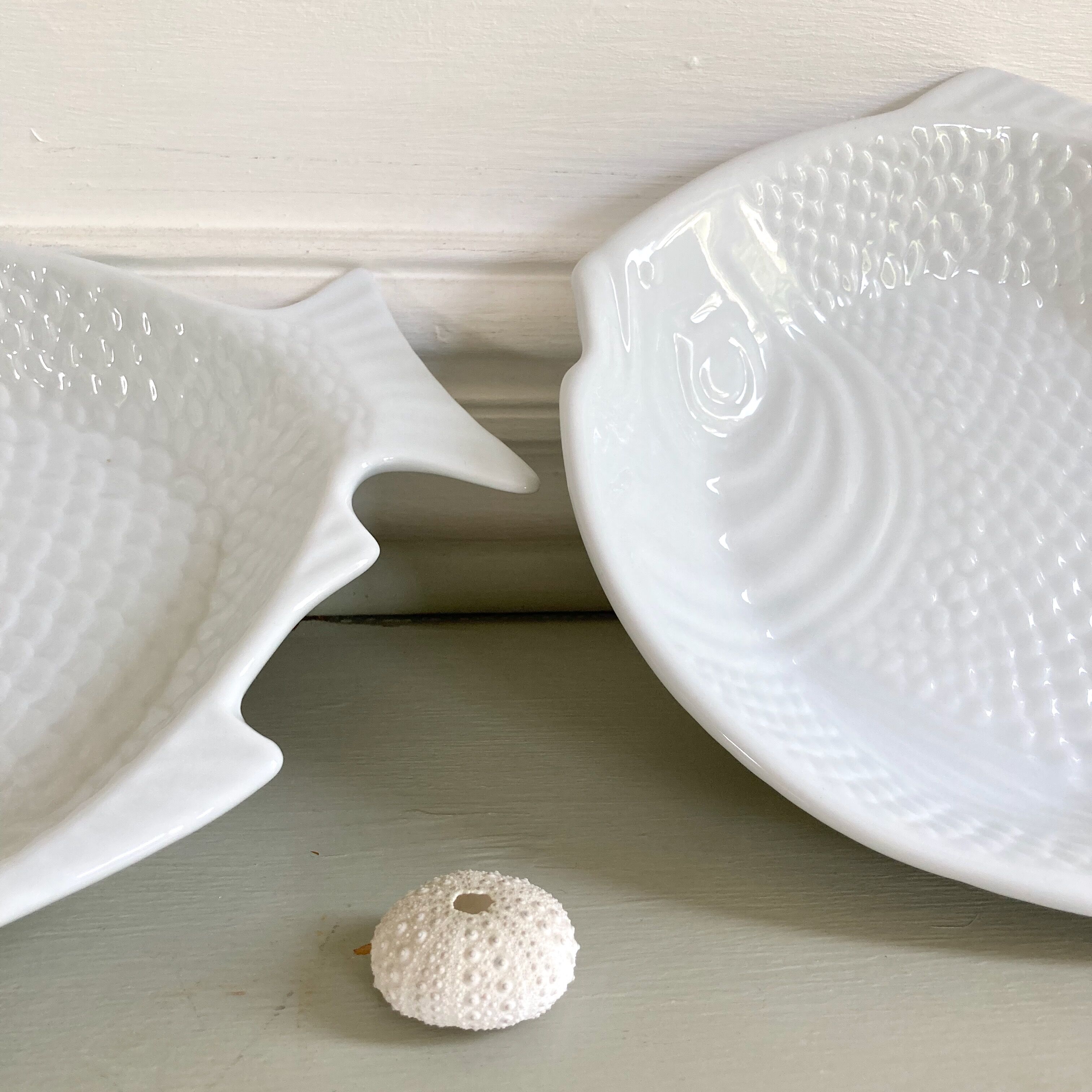 Embossed ceramic fish dishes