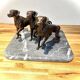 STATUE 3 HUNTING DOGS in CAST IRON