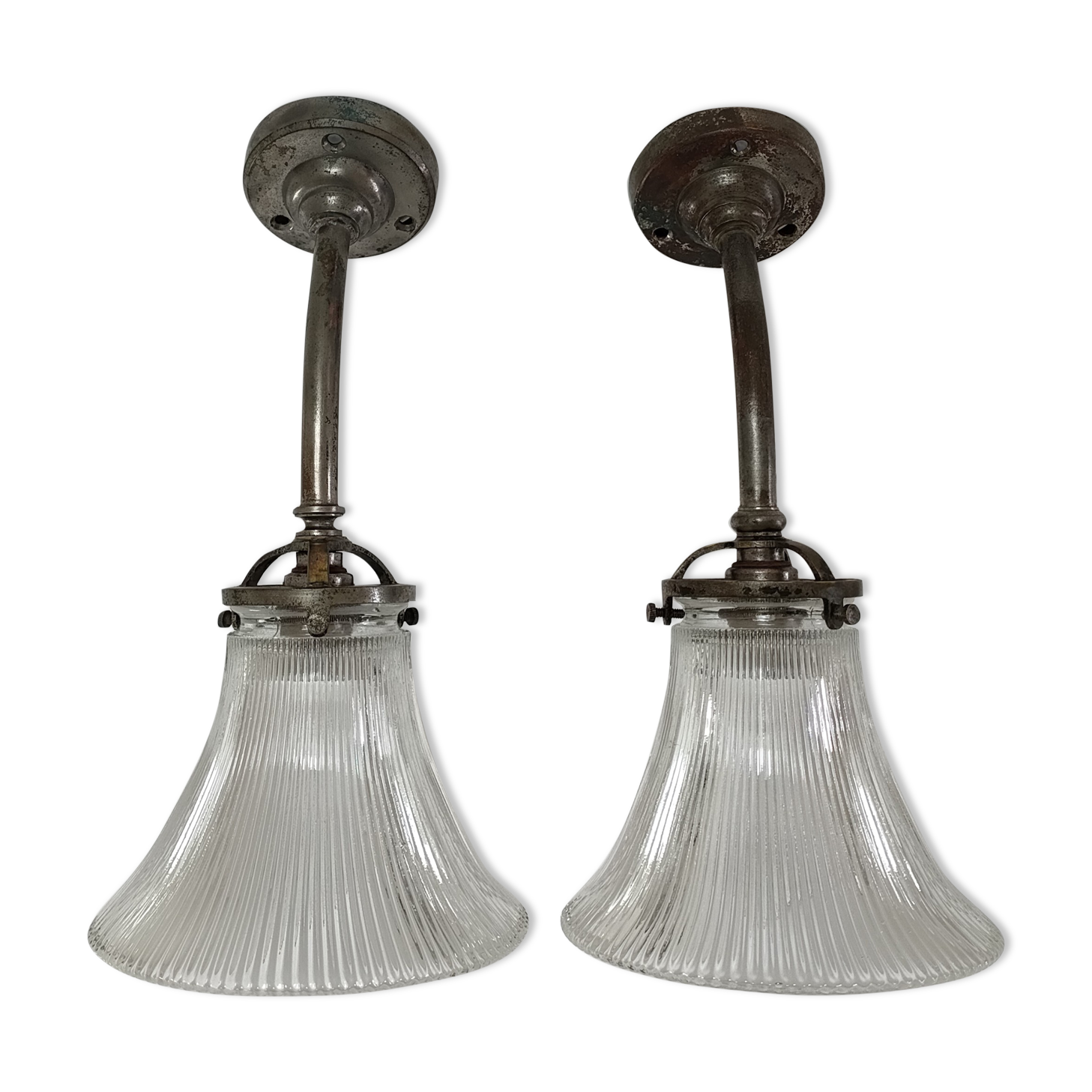 Pair of bronze and glass sconces  1900