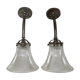Pair of bronze and glass sconces  1900