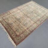 Vintage Turkish Silk Rug, 180x116 cm, Kayseri, Pink Blue Green, Handmade