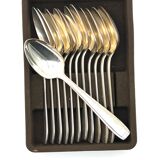 Ercuis 12 spoons soup model carthage silver metal art deco in a case