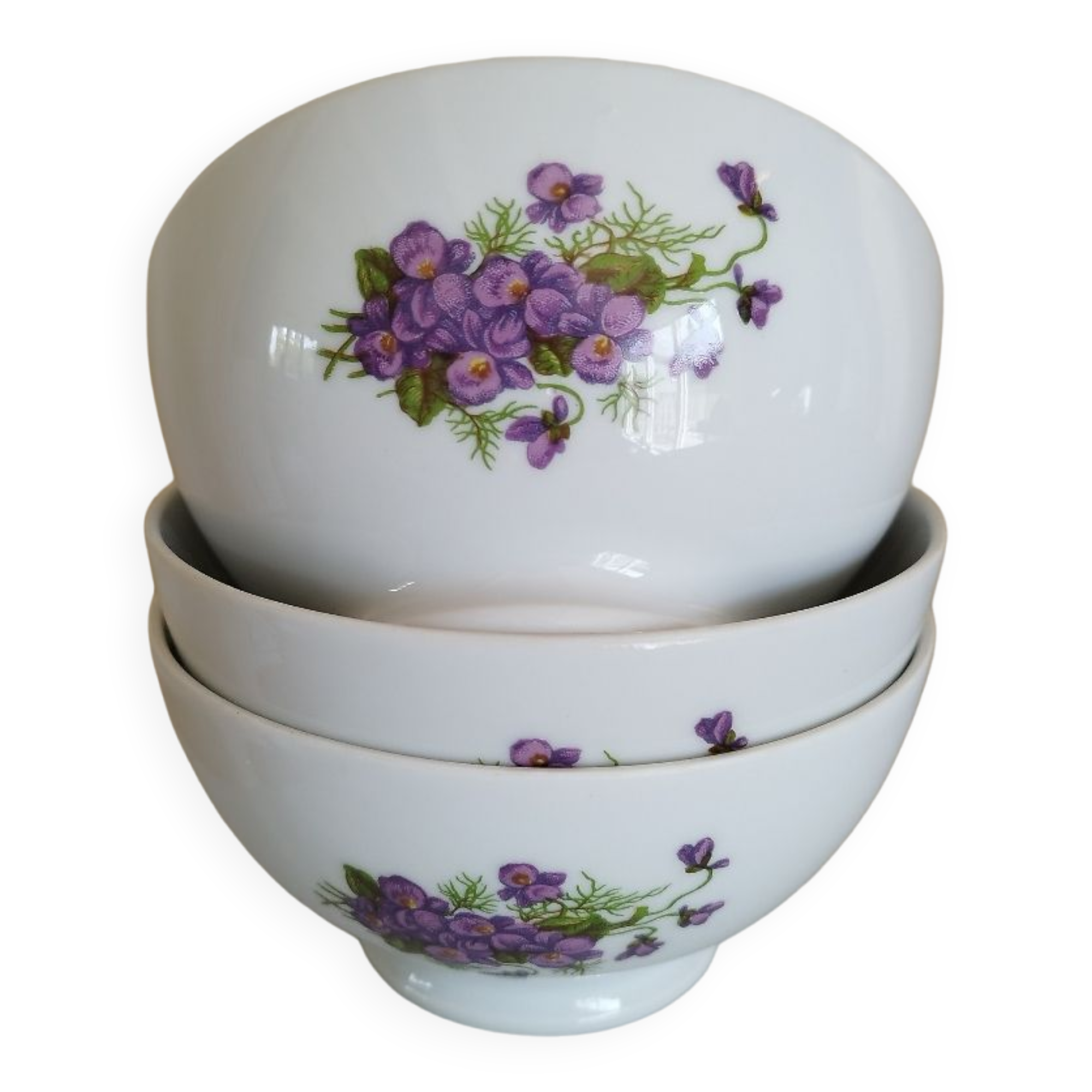 Set of 3 purple bowls