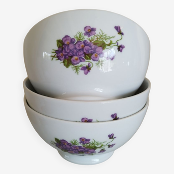 Set of 3 purple bowls