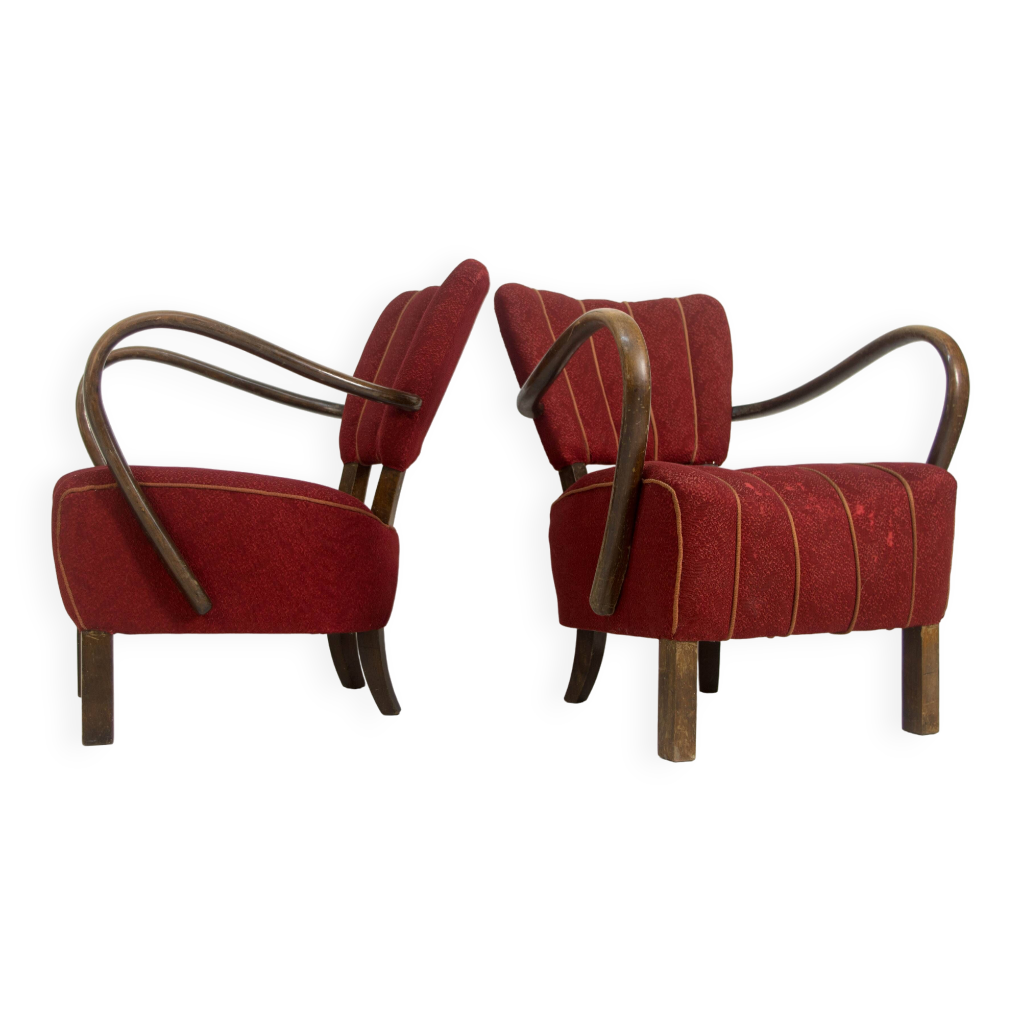 Art Deco Armchairs H-237 by Halabala, Set of 2