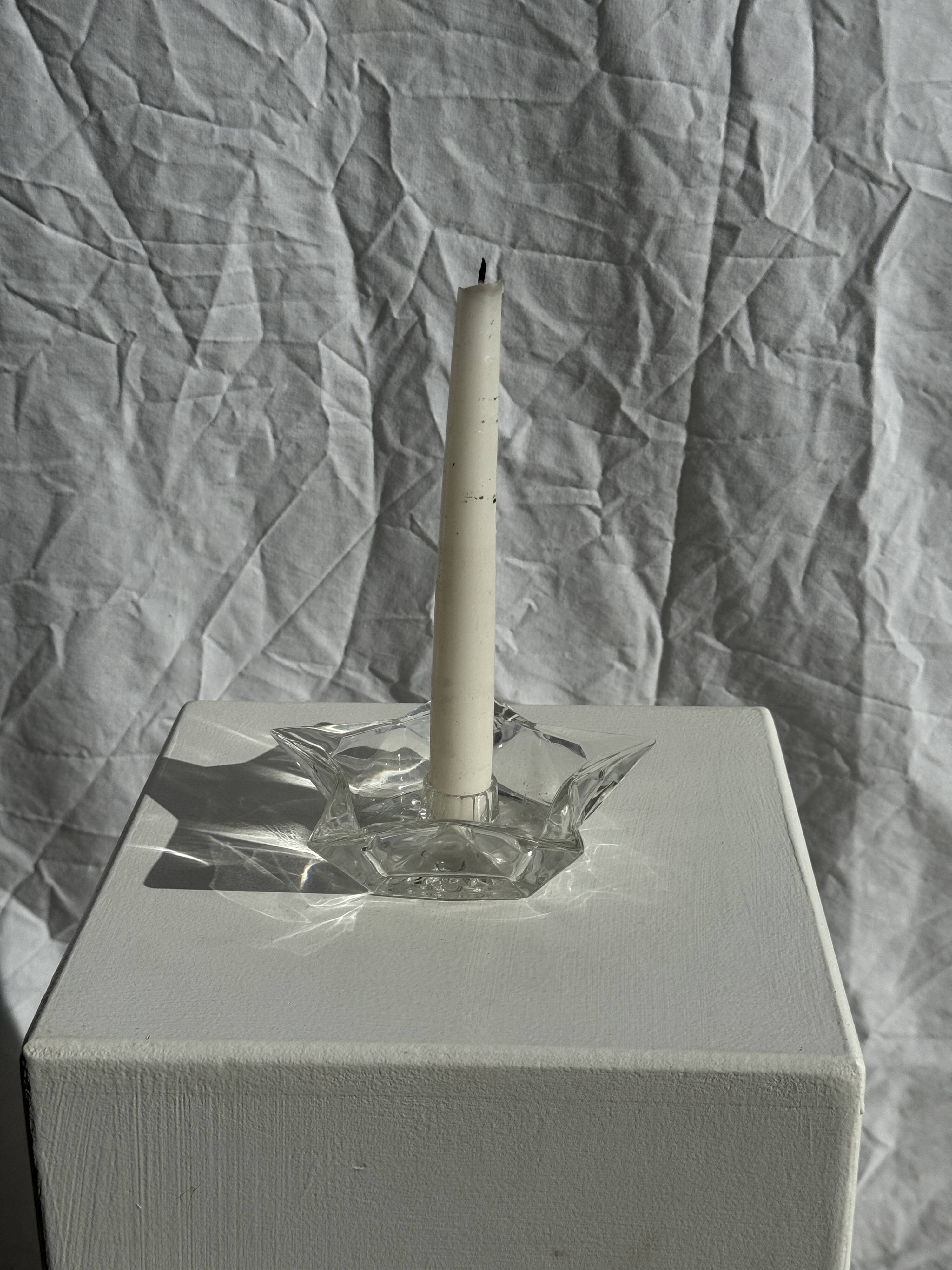 Vintage glass star candle holder D13