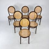 Set of 6 Zpm Radomsko Bentwood and Cane Dining Chairs, 1970s